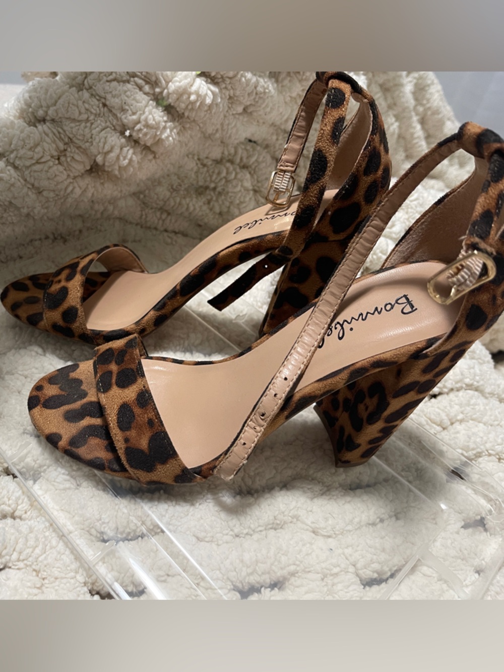 Bonnibel Leopard-Print Open-Toe Slingback Heels - Brown/Black
